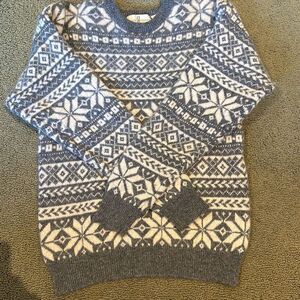 Vintage River Trader Shetland Wool Crewneck Sweater XL Snowflake Rare